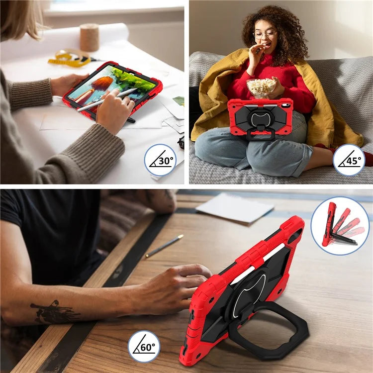 C3 for iPad 10.9 (2022) Case Contrast Color Silicone+PC Kickstand Anti-drop Tablet Cover