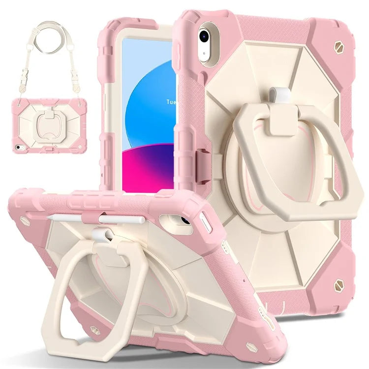 C3 for iPad 10.9 (2022) Case Contrast Color Silicone+PC Kickstand Anti-drop Tablet Cover