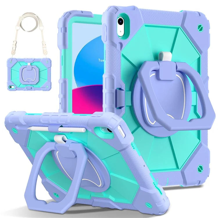 C3 for iPad 10.9 (2022) Case Contrast Color Silicone+PC Kickstand Anti-drop Tablet Cover