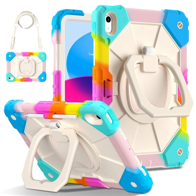 C3 for iPad 10.9 (2022) Case Contrast Color Silicone+PC Kickstand Anti-drop Tablet Cover