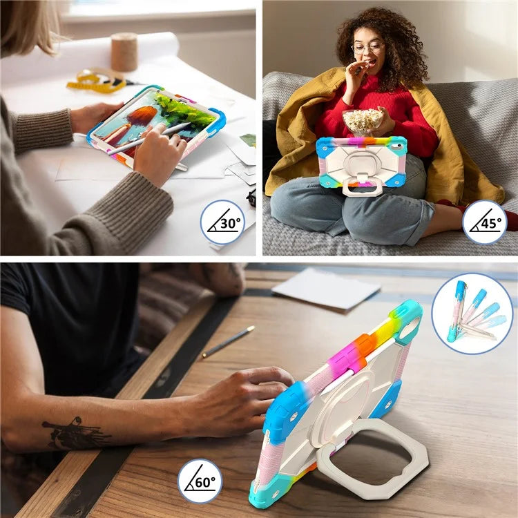 C3 for iPad 10.9 (2022) Case Contrast Color Silicone+PC Kickstand Anti-drop Tablet Cover