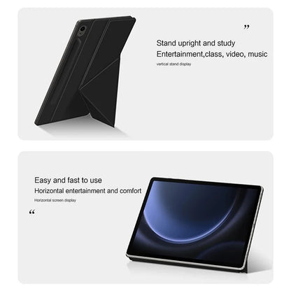 For Samsung Galaxy Tab S9 FE Case Magnetic V-fold Stand Tablet Cover with Auto Sleep  /  Wake