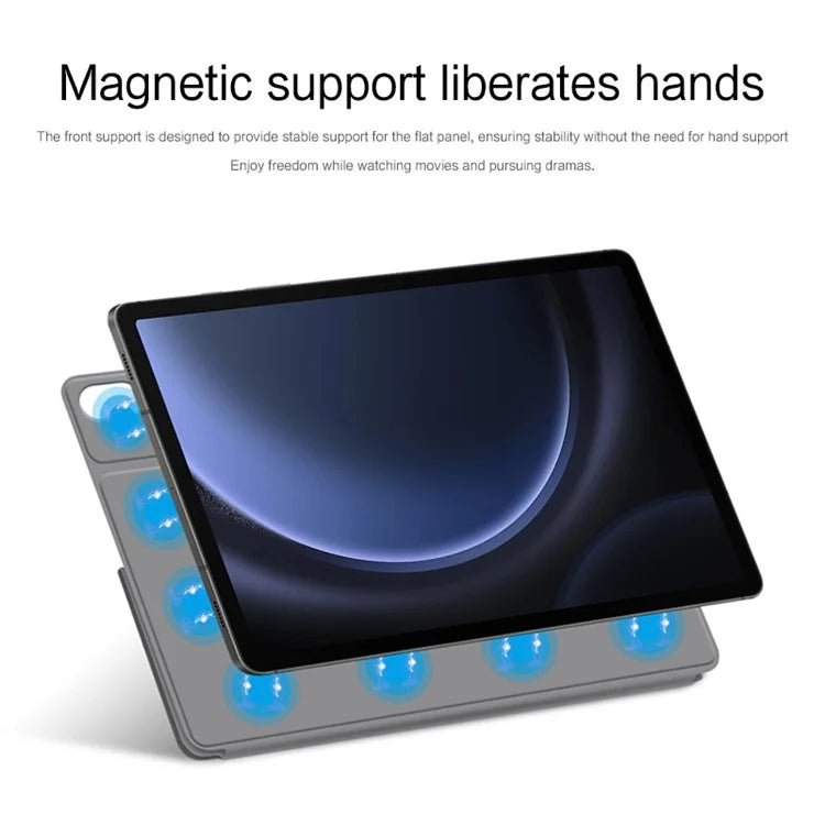 For Samsung Galaxy Tab S9 FE Case Magnetic V-fold Stand Tablet Cover with Auto Sleep  /  Wake