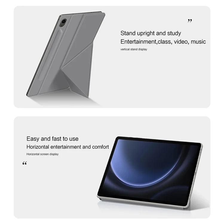 For Samsung Galaxy Tab S9 FE Case Magnetic V-fold Stand Tablet Cover with Auto Sleep  /  Wake