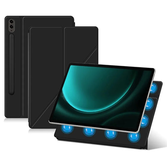 For Samsung Galaxy Tab S9 FE+ Case Magnetic PU Leather+PC Anti-scratch V-fold Stand Tablet Cover