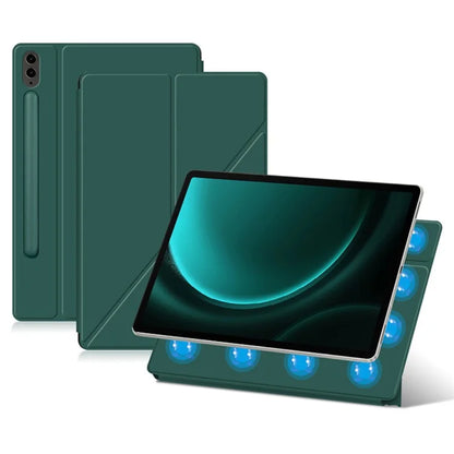 For Samsung Galaxy Tab S9 FE+ Case Magnetic PU Leather+PC Anti-scratch V-fold Stand Tablet Cover
