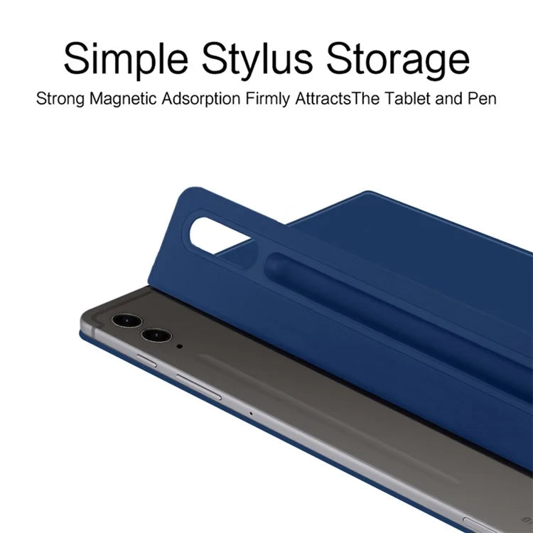 For Samsung Galaxy Tab S9 FE+ Case Magnetic PU Leather+PC Anti-scratch V-fold Stand Tablet Cover