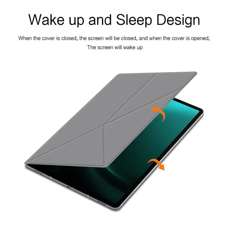 For Samsung Galaxy Tab S9 FE+ Case Magnetic PU Leather+PC Anti-scratch V-fold Stand Tablet Cover