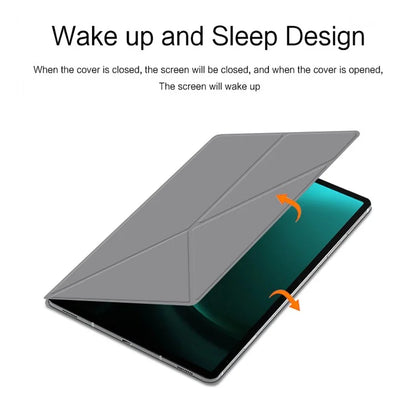 For Samsung Galaxy Tab S9 FE+ Case Magnetic PU Leather+PC Anti-scratch V-fold Stand Tablet Cover