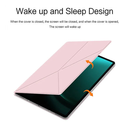 For Samsung Galaxy Tab S9 FE+ Case Magnetic PU Leather+PC Anti-scratch V-fold Stand Tablet Cover