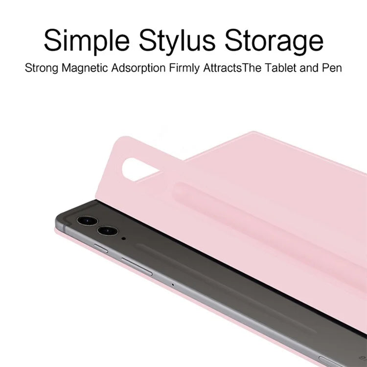 For Samsung Galaxy Tab S9 FE+ Case Magnetic PU Leather+PC Anti-scratch V-fold Stand Tablet Cover