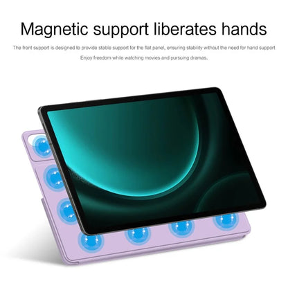 For Samsung Galaxy Tab S9 FE+ Case Magnetic PU Leather+PC Anti-scratch V-fold Stand Tablet Cover