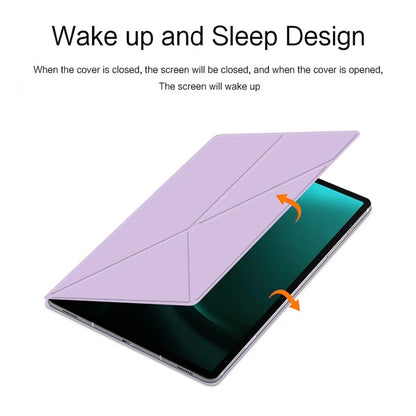 For Samsung Galaxy Tab S9 FE+ Case Magnetic PU Leather+PC Anti-scratch V-fold Stand Tablet Cover