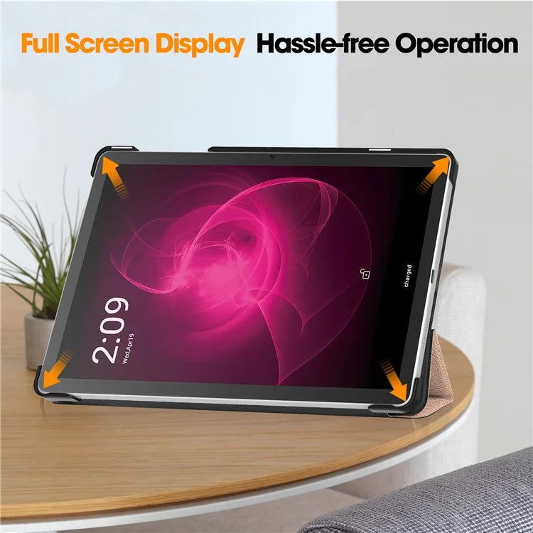 For T-Mobile REVVL Tab Tri-fold Stand Smart Case PU Leather Tablet Cover