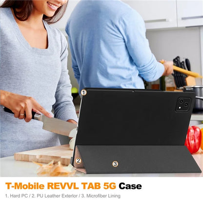 For T-Mobile REVVL Tab Tri-fold Stand Smart Case PU Leather Tablet Cover