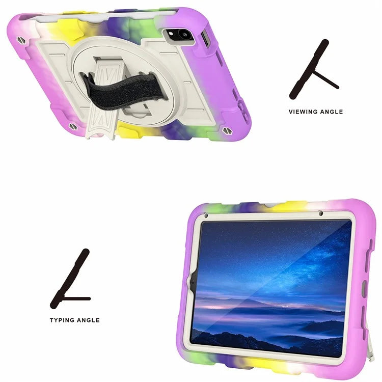 For iPad mini (2021) Tablet Case TPU+PC Kickstand Cover with Shoulder Strap