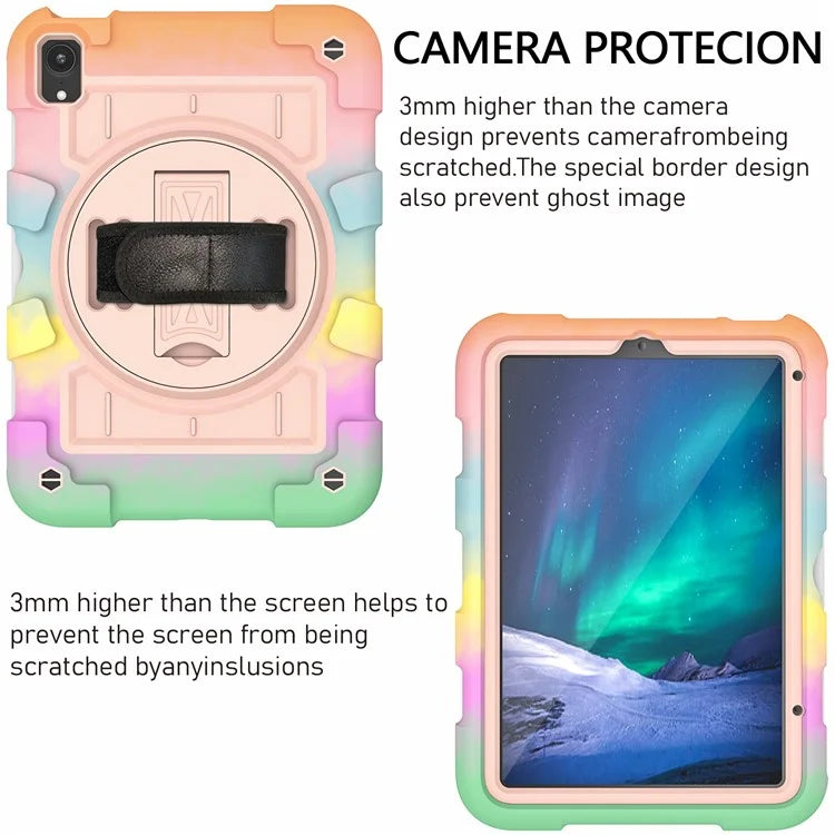 For iPad mini (2021) Tablet Case TPU+PC Kickstand Cover with Shoulder Strap