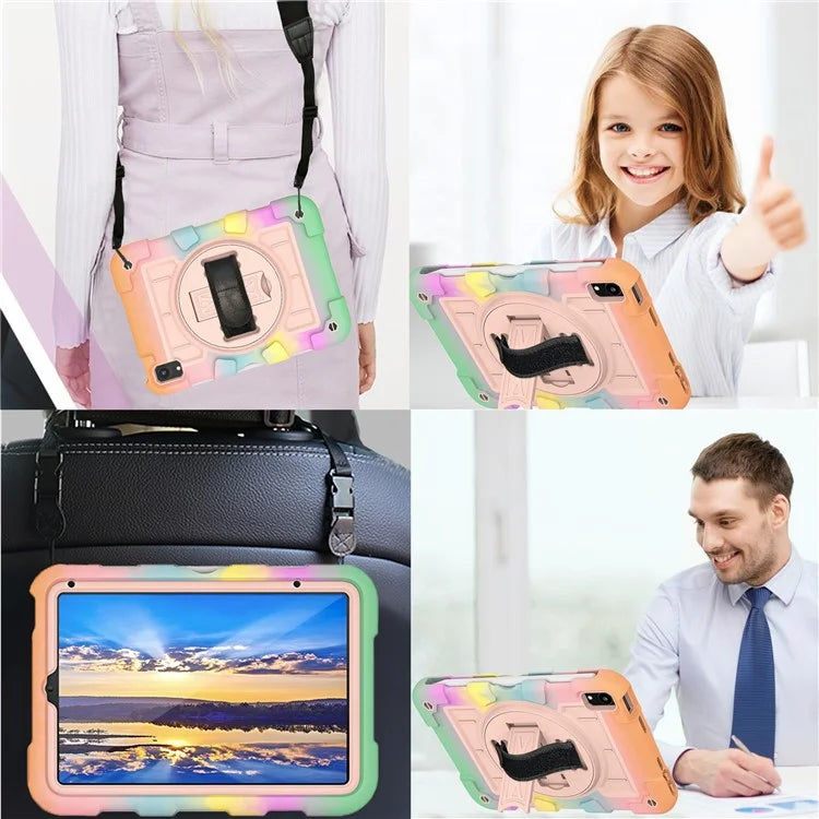 For iPad mini (2021) Tablet Case TPU+PC Kickstand Cover with Shoulder Strap