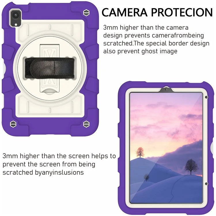 For iPad mini (2021) Tablet Case Hand Strap Kickstand Cover with Shoulder Strap