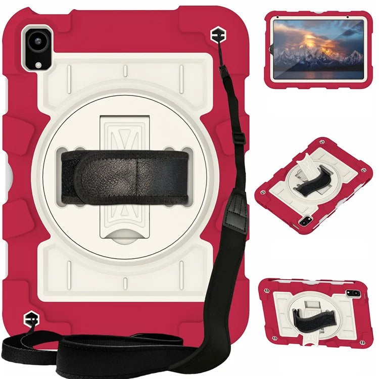 For iPad mini (2021) Tablet Case Hand Strap Kickstand Cover with Shoulder Strap