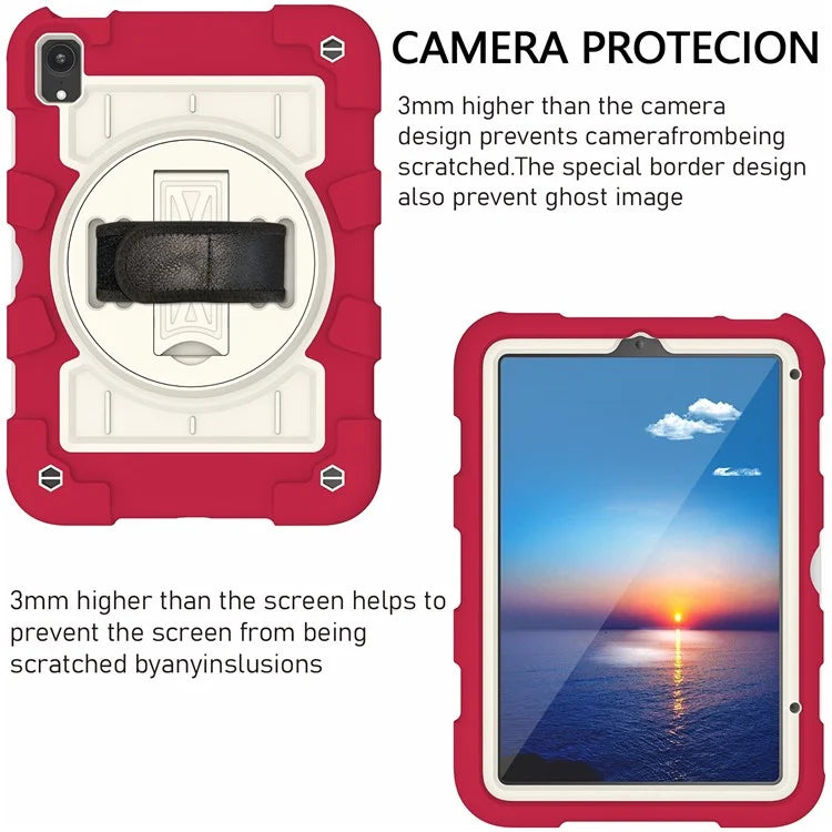 For iPad mini (2021) Tablet Case Hand Strap Kickstand Cover with Shoulder Strap