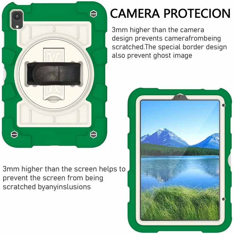 For iPad mini (2021) Tablet Case Hand Strap Kickstand Cover with Shoulder Strap