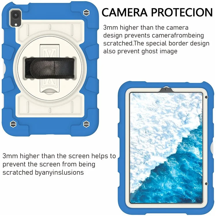 For iPad mini (2021) Tablet Case Hand Strap Kickstand Cover with Shoulder Strap