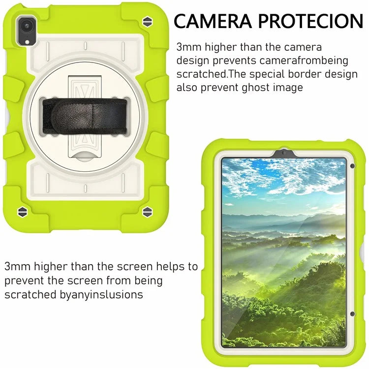 For iPad mini (2021) Tablet Case Hand Strap Kickstand Cover with Shoulder Strap