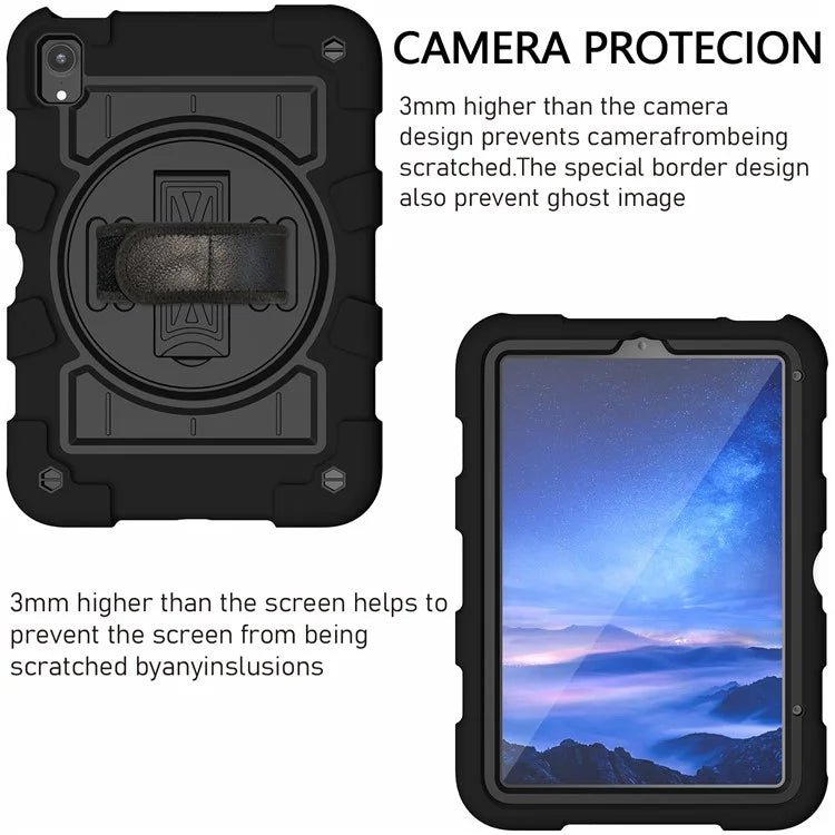 For iPad mini (2021) Tablet Case Hand Strap Kickstand Cover with Shoulder Strap