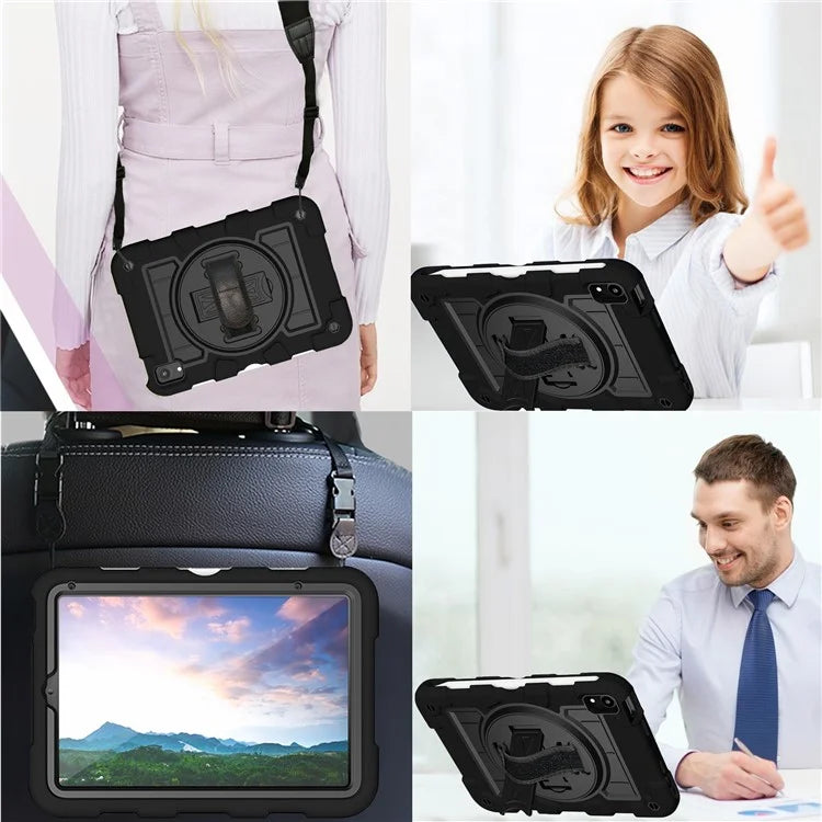 For iPad mini (2021) Tablet Case Hand Strap Kickstand Cover with Shoulder Strap