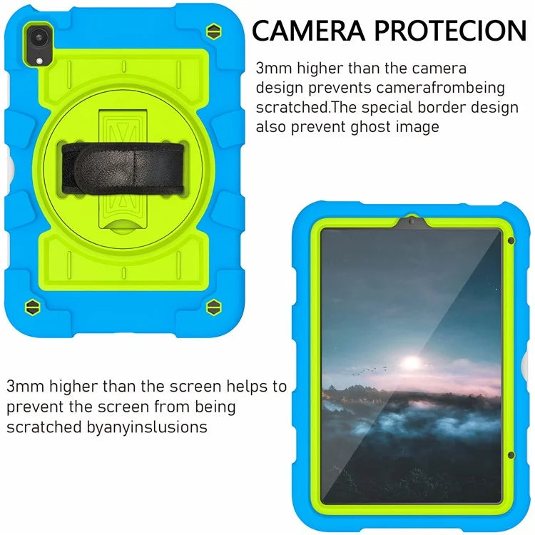 For iPad mini (2021) Tablet Case Hand Strap Kickstand Cover with Shoulder Strap