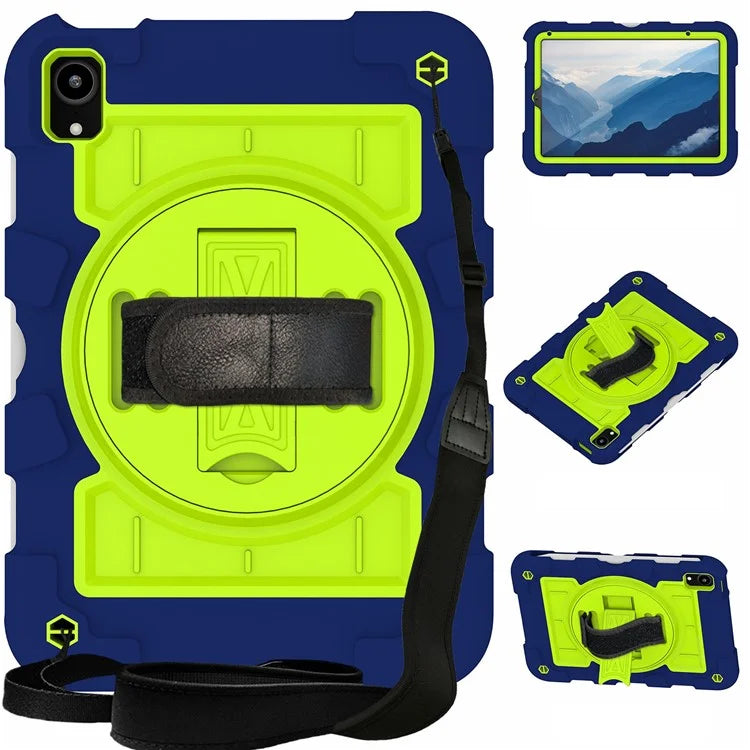 For iPad mini (2021) Tablet Case Hand Strap Kickstand Cover with Shoulder Strap