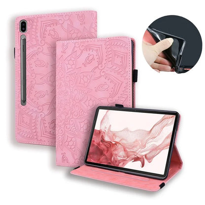 For Samsung Galaxy Tab S9 FE+ Tablet Case Card Slots Leather Cover Flower Pattern