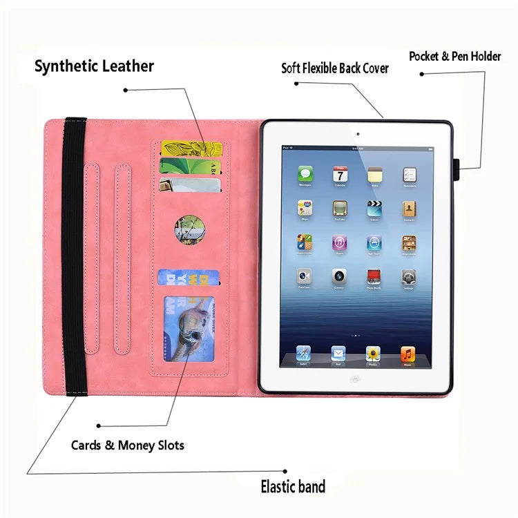 For Samsung Galaxy Tab S9 FE+ Tablet Case Card Slots Leather Cover Flower Pattern