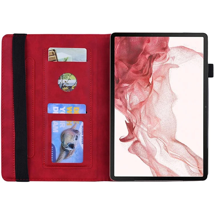 For Samsung Galaxy Tab S9 FE+ Tablet Case Card Slots Leather Cover Flower Pattern