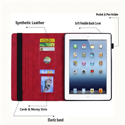 For Samsung Galaxy Tab S9 FE+ Tablet Case Card Slots Leather Cover Flower Pattern