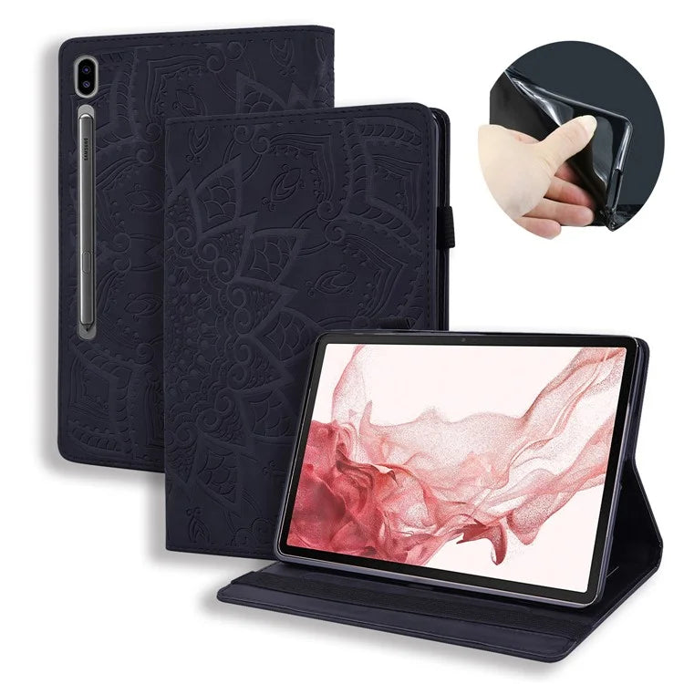 For Samsung Galaxy Tab S9 FE+ Tablet Case Card Slots Leather Cover Flower Pattern