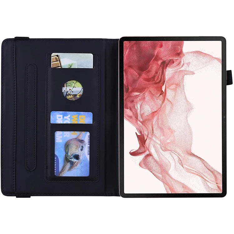 For Samsung Galaxy Tab S9 FE+ Tablet Case Card Slots Leather Cover Flower Pattern
