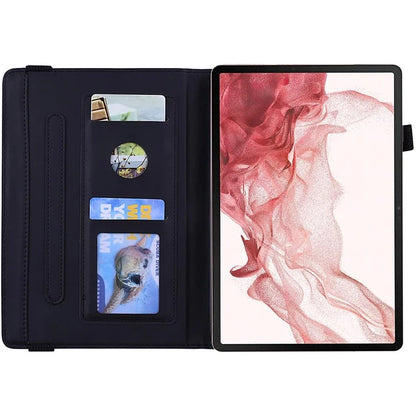 For Samsung Galaxy Tab S9 FE+ Tablet Case Card Slots Leather Cover Flower Pattern