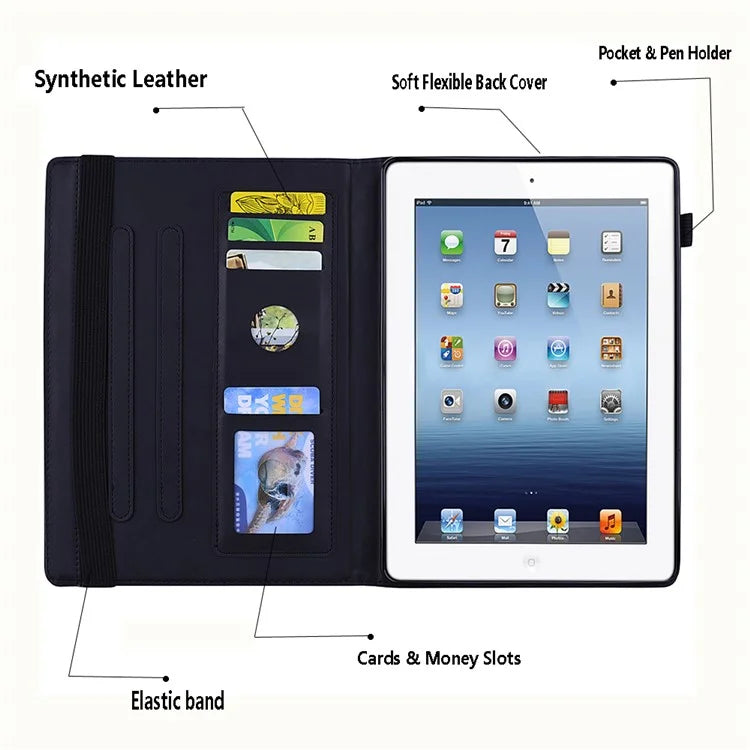 For Samsung Galaxy Tab S9 FE+ Tablet Case Card Slots Leather Cover Flower Pattern
