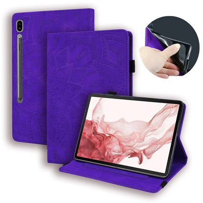 For Samsung Galaxy Tab S9 FE+ Tablet Case Card Slots Leather Cover Flower Pattern