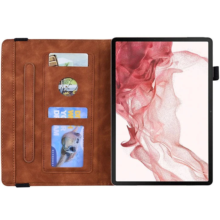For Samsung Galaxy Tab S9 FE+ Tablet Case Card Slots Leather Cover Flower Pattern