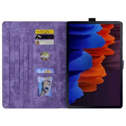 For Samsung Galaxy Tab S9 FE+ Leather Tablet Case Flower Cat Pattern Card Slots Cover
