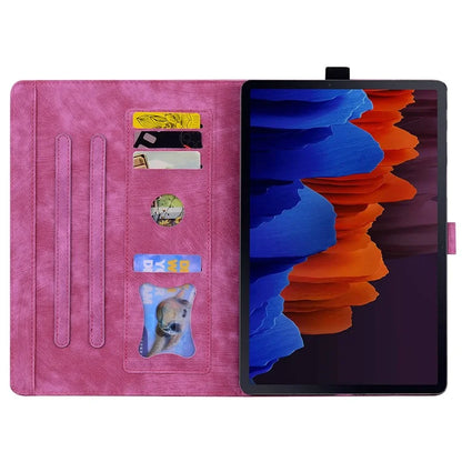 For Samsung Galaxy Tab S9 FE+ Leather Tablet Case Flower Cat Pattern Card Slots Cover