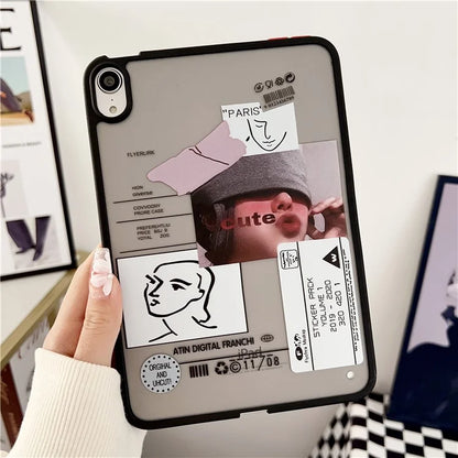 For iPad mini (2021) Case Skin-touch Pattern Printing PC+TPU Tablet Shockproof Cover