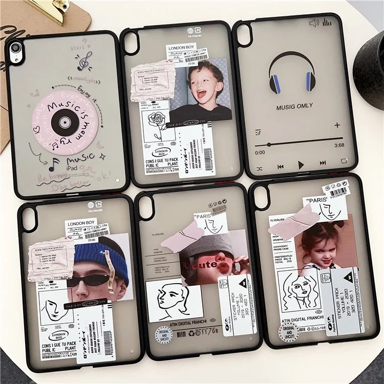 For iPad mini (2021) Case Skin-touch Pattern Printing PC+TPU Tablet Shockproof Cover