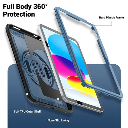 Tablet Case for iPad 10.9 (2022) (A2696) Hand Strap Kickstand PC+TPU Cover Drop-proof