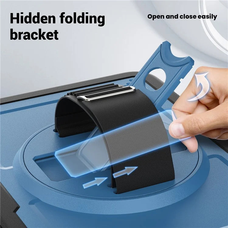 Tablet Case for iPad 10.9 (2022) (A2696) Hand Strap Kickstand PC+TPU Cover Drop-proof