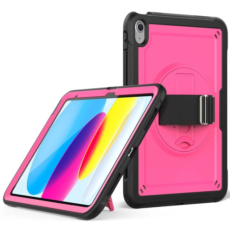 Tablet Case for iPad 10.9 (2022) (A2696) Hand Strap Kickstand PC+TPU Cover Drop-proof