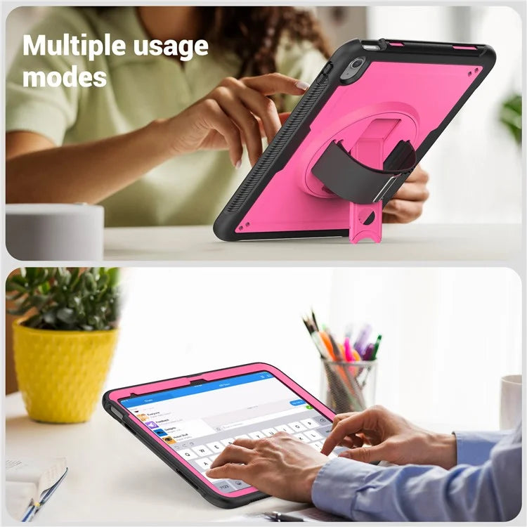 Tablet Case for iPad 10.9 (2022) (A2696) Hand Strap Kickstand PC+TPU Cover Drop-proof